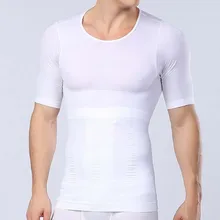 Мужская Фитнес-одежда футболки Топы Талии Тренажер корсет Корректирующее белье для похудения тела формирователь мужской короткий рукав дышащий жилет