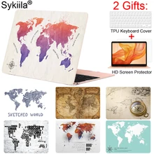 Чехол Sykiila для Macbook Air 13, чехол с рисунком карты мира, чехол с принтом Air 11 Pro 12 13 15 retina Touch Bar, чехол с индивидуальным дизайном