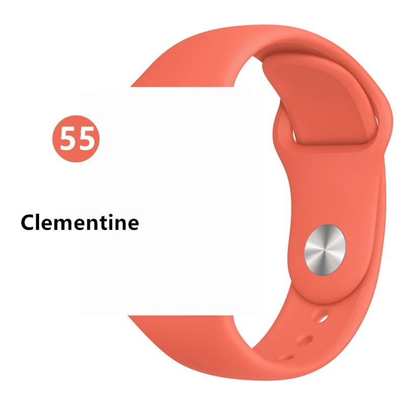 Clementine Силиконовый ремешок для apple watch 4 5 44 мм/40 мм спортивный ремешки для apple watch 3 42 мм/38 мм резиновый ремень браслет ремешок для часов apple watch Band Мягкий красочный ремешок iwatch series 4 3 2 1 - Цвет ремешка: Clementine
