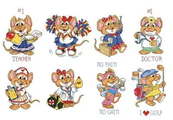 

Top WY Free Delivery Top Quality Lovely Counted Cross Stitch Kit Work And Play Cute Mouse Mice dim 00220