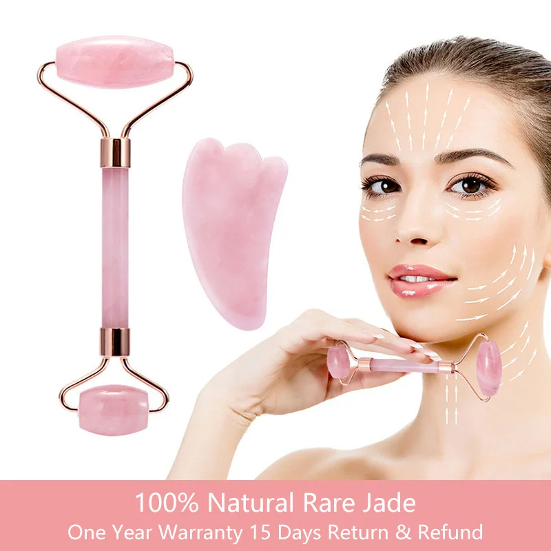 

Face Massager Jade Roller Facial Massage Relaxation Weight Loss 100% Natural Rose Quartz Scraper Massager Beauty Skin Care Tools