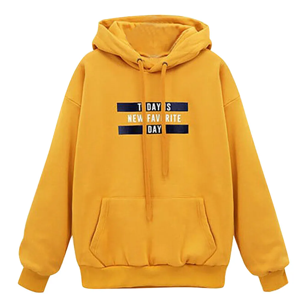 Women Hoodies And Sweatshirts Women Pockets Letter Hooded Long Sleeve Hoodie Streetwear Harajuku Hoodie PulloversWoman Clothes