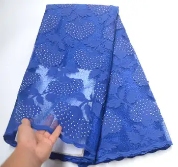 

New Designs African French cord Lace Fabric High Quality Nigeria French Rhinestones Tulle lace fabric For Women dress BGS-01