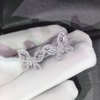 

Cao Suitable Europe and America Cross Border Hot Selling Japanese Korean Fashion Butterfly Ear Stud Diamond Set Elegant Ear Stud