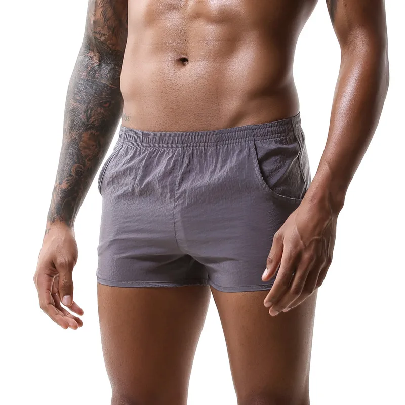 Sexy Mens Sleep Bottom Nylon Thin Breathable Casual Pajamas Boxer Shorts Fashion Male Quick Dry Home Sleepwear Underwear mens designer pjs Men's Sleep & Lounge