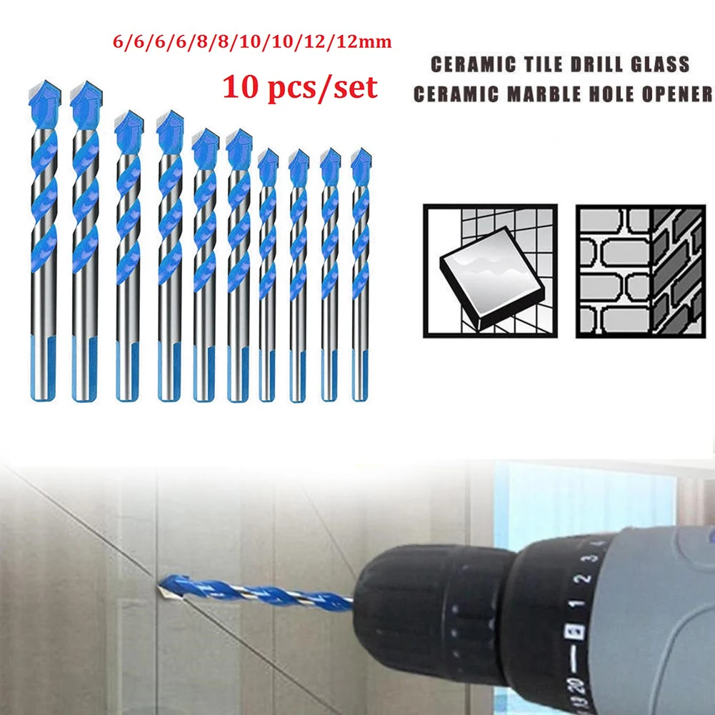 Набор сверл комплект из 10 твердосплавных насадок треугольной формы для