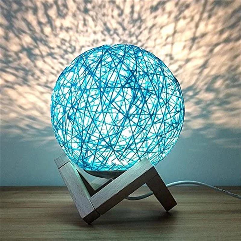 

Romantic Night Light Dimmable Creative INS Wind Starry Table lamp Bedroom Bedside lamp Fantasy Rattan Ball Moon Light