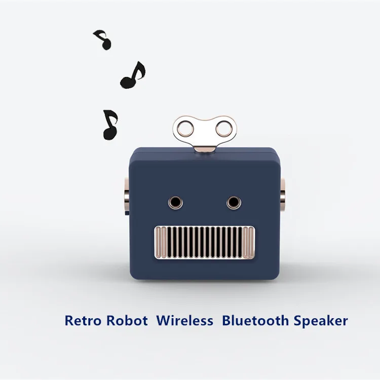 [Синий] Новые мини-Портативные подарки Ретро робот-динамик компактный милый беспроводной bluetooth-динамик