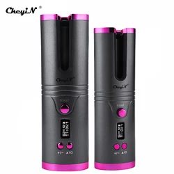 CkeyiN Professional Automatic Hair Curler Cordless Auto Rotating Curling Iron Hair Roller Negative Ion Rotation Wand Wave Styler