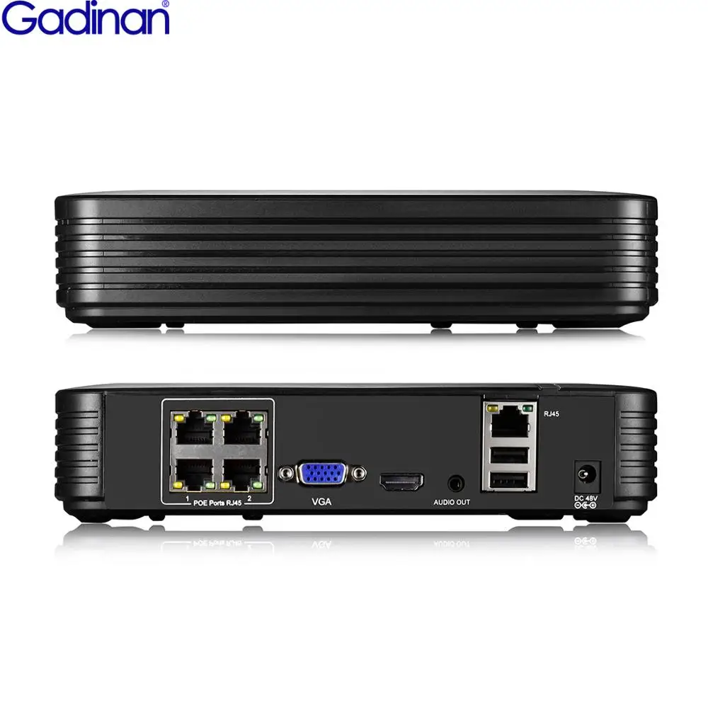 Gadinan-sistema de seguridad XMEYE APP, Mini NVR de 5MP, 48V, función POE, 4 canales, H.265AI, grabadora de vídeo independiente CCTV para cámara IP POE de 48V