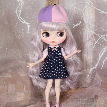 

1/6 19 Joints Blyth Doll Makeup Dolls with Full Clothes Fashion small diy dolls Toys - Pink Purple White Curly Hair Matte Face