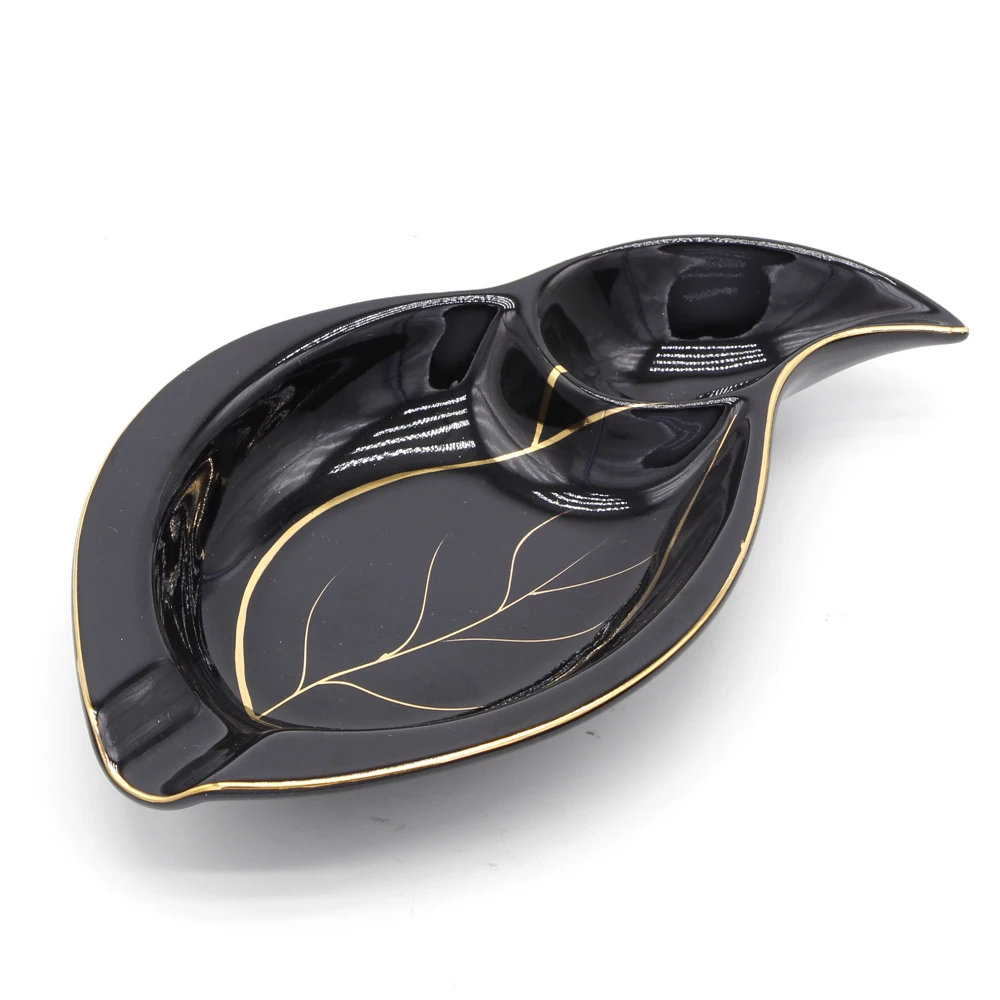 

COHIBA Ceramic Cigar Gadgets Leaf Shape Cigar Ashtray Home Cigarette Ashtray Single Cigar Holder Cigar Accessories