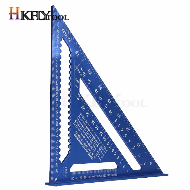 Angle Ruler 7/12 inch Metric Aluminum Alloy Triangle Measuring Ruler Woodwork Speed Square Angle Protractor Measuring Tool