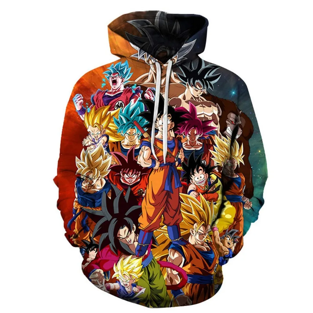 Аниме Dragon Ball Z Супер Толстовка для мужчин и женщин Dragon Ball 3D толстовки Сон Гоку верхняя одежда с рисунком для подростков мальчиков одежда с капюшоном для улицы