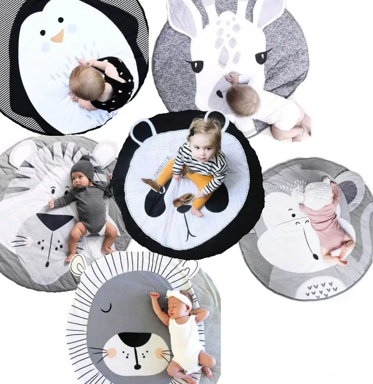 

Cartoon Animals Baby Play Mats Pad Toddler Kids Crawling Blanket Round Carpet Rug Toys Mat For Children Room Decor Photo Props