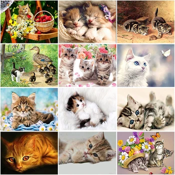 

5D Diamond Painting Cat Animal Rhinestone DIY Full Round Diamond Embroidery Cross Stitch Kit Mosaic Painting Diamonds Home Decor