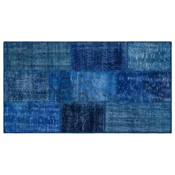 

Handmade Blue Vintage Overdyed Patchwork Area Rug 080x150 Cm-2'7''X4'11''