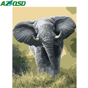 

AZQSD DIY Draw By Number Animal Unframe Acrylic Paint Handpainted Gift Oil Painting By Numbers Elephant Kits Home Decoration