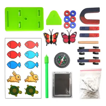 Labs Junior Science N/S Magnet Set for Education Science Experiment Tools Icluding Bar/Ring/Horseshoe/Compass Magnets
