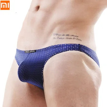 

3pcs Xiaomi Men Tight Ice Silk Underwear Men's Sexy Briefs Mesh Casual Triangle Breathable Panty Male Elastic Fabric Underpants