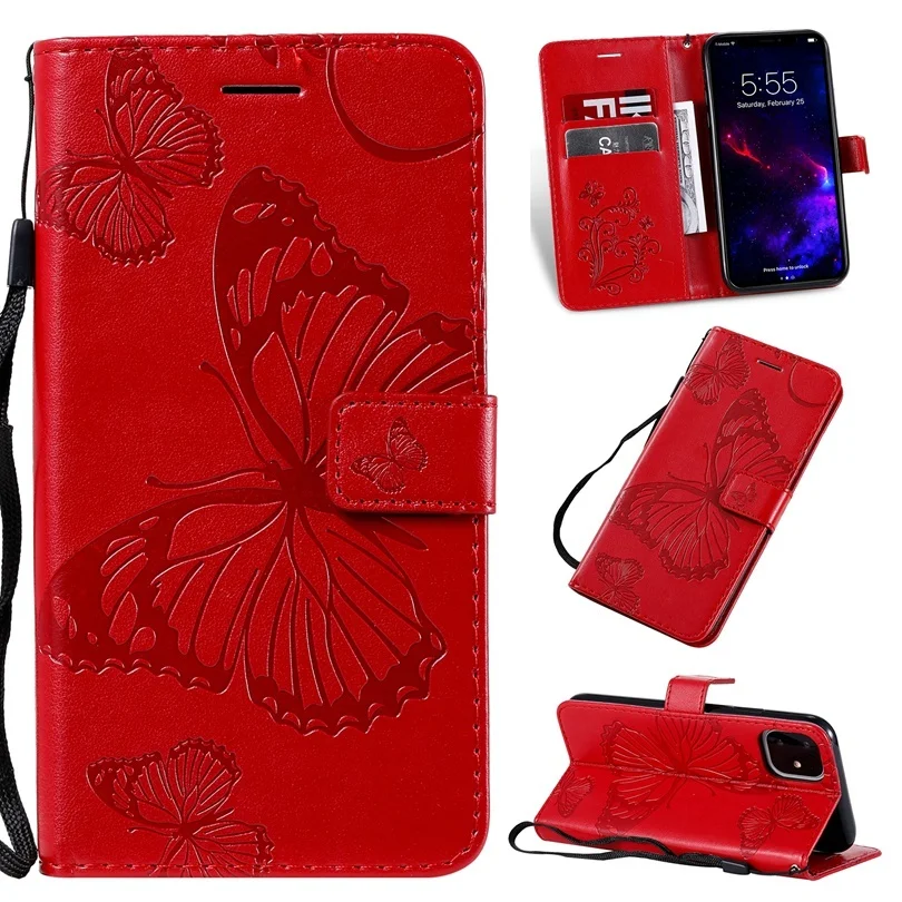 Wallet Flip 3D Butterfly Leather Case For iPhone 11 Pro X XS XR Max 5 5S SE 6 6S 7 8 Plus Book Cases Soft TPU Phone Cover Fundas iphone 7 cardholder cases