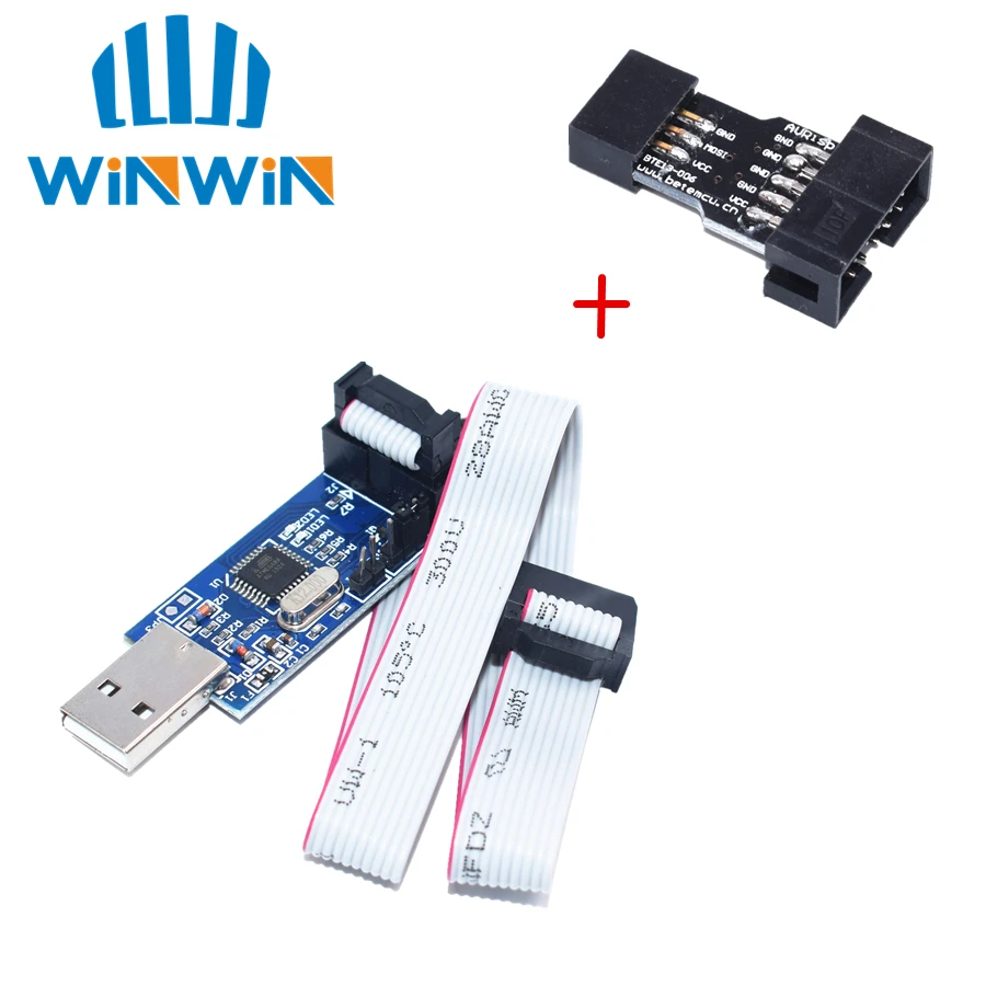 1 шт. Новый USBASP USBISP AVR программист USB ISP ASP ATMEGA8 ATMEGA128 Поддержка Win7 64K 10Pin до 6 Pin адаптер