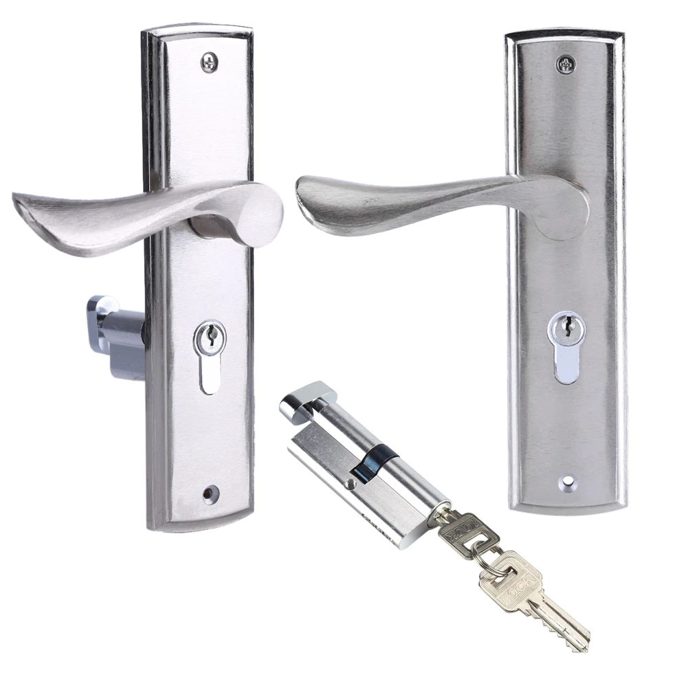 

Interior Home Door Handle Lock With Keys Mount Accessories Durable Cylinder Front Back Lever Latch Aluminum Lock Home Security