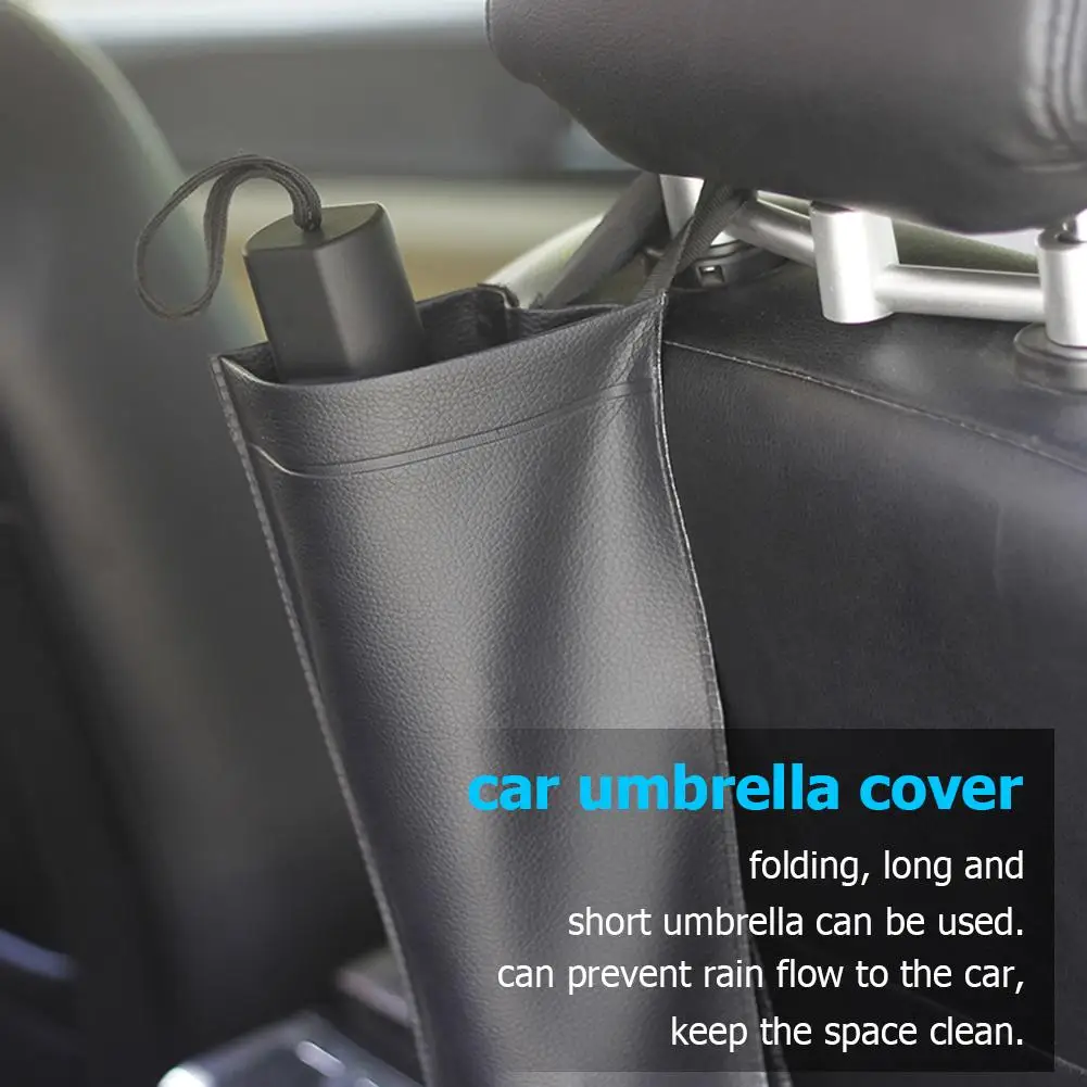 Porte-parapluie universel pour siège de voiture, sac de rangement étanche, accessoires automobiles universels, longue poignée pliante, parapluie noir