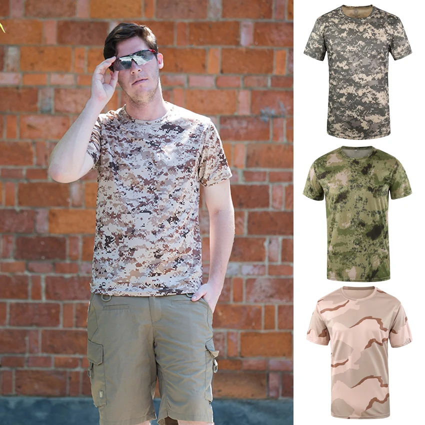 

Summer Military Uniforms Tactical T-shirt for Men Short Sleeve Camouflage Quick Drying Combat Shirt Soldier Army Top Clothing