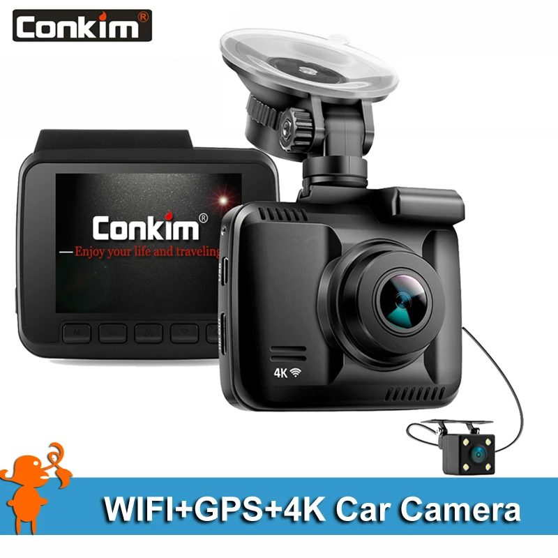 Видеорегистратор Conkim DVR 2 s с GPS Wi Fi Ultra 4K Super HD Автомобильный видеорегистратор