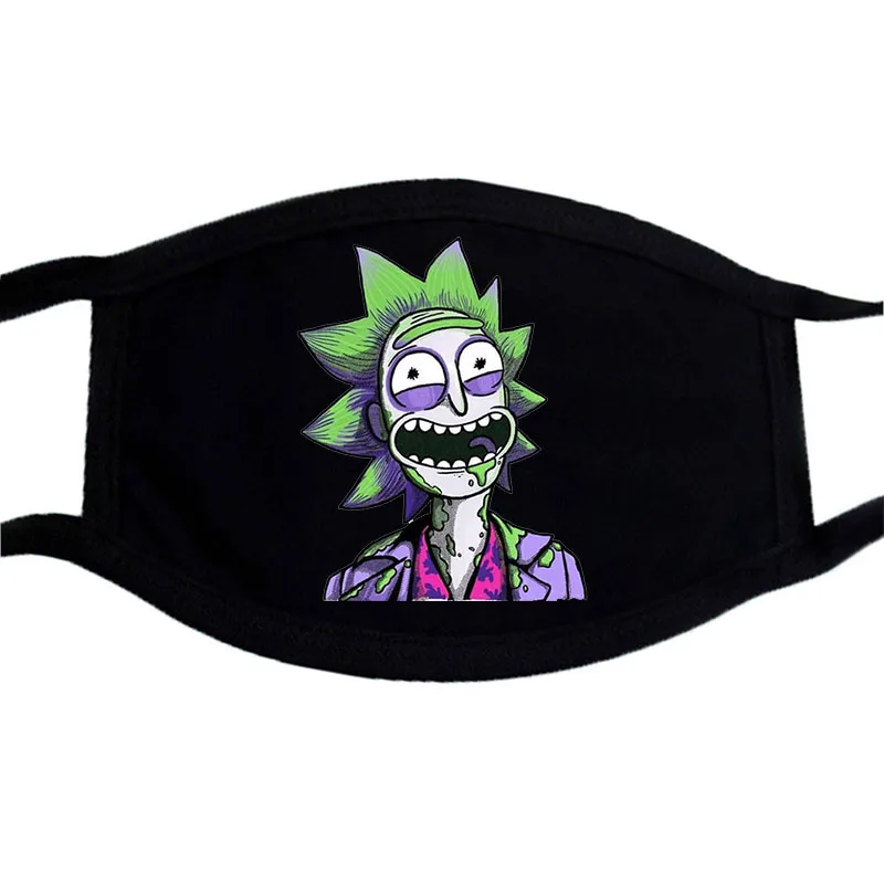 

Rick And Morty Funny Face Masks Black Bilayer Winter Keep Warm Cotton Mask Unisex Washable Dustproof Cartoon Anime Print Masks
