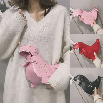 

2020 Sweet Girl Women Bags Chain Purse Shoulder Bag Gift Dinosaur Design Leather Bag Mini Messenger Bag Pink Party Bags#g30