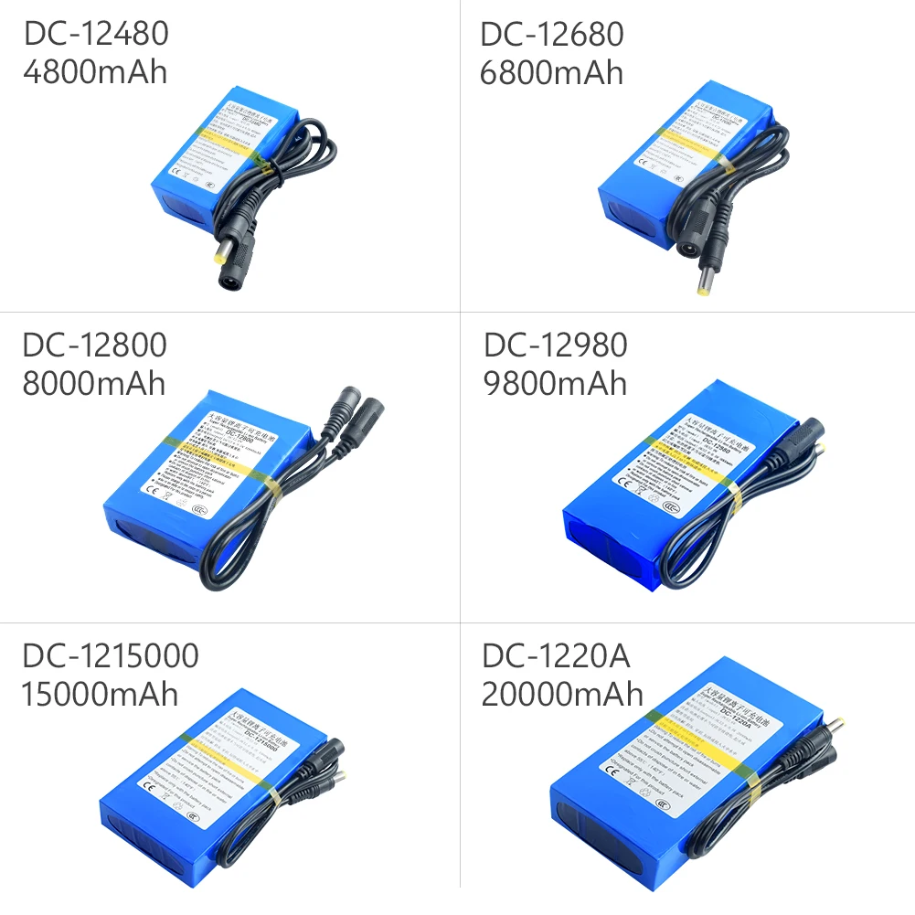 Высокая емкость 4800-20000mAh перезаряжаемый портативный литий-ионный аккумулятор с переключателем вкл/выкл DC 12V для камеры DVD tv СВЕТОДИОДНЫЙ фонарь