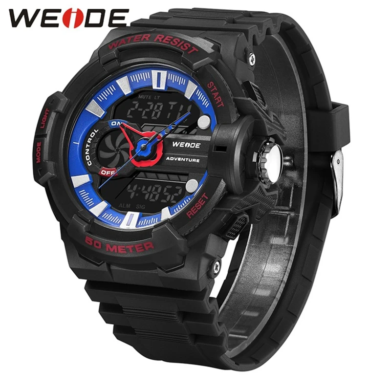 

WEIDE Watch Men Digital Military Men Watch Waterproof Clock Alarm Date Analog Army Quartz PU Strap Fashion Men Watches Military