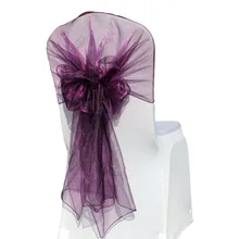 Фиолетовый накидка для стула из органзы с капюшоном/чехлы для стульев 65*275 см для свадебного мероприятия и вечерние& Home& украшение для банкета 20 штук