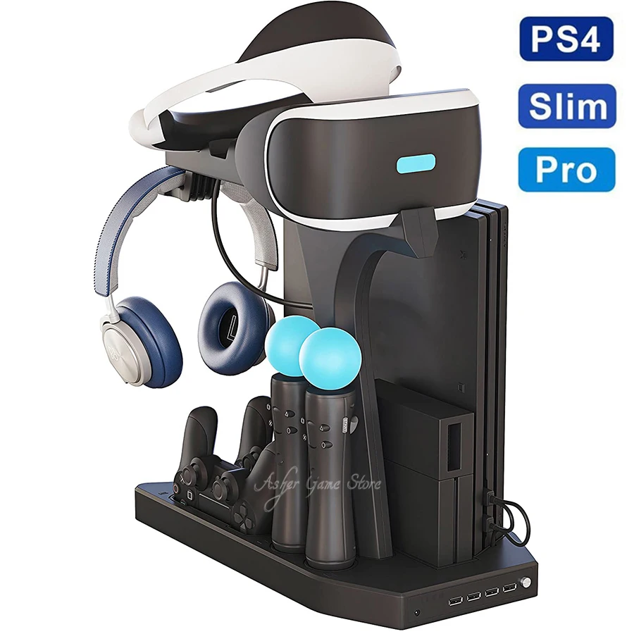 PS4 Pro Slim PSVR консоли Поддержка вертикальная подставка 2 охлаждающий вентилятор