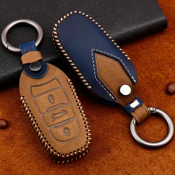 

Car key case leather Smart Remote Key cover shell For Peugeot 208 308 508 for Citroen C4 Picasso DS3 DS4 DS5 DS6 key cover