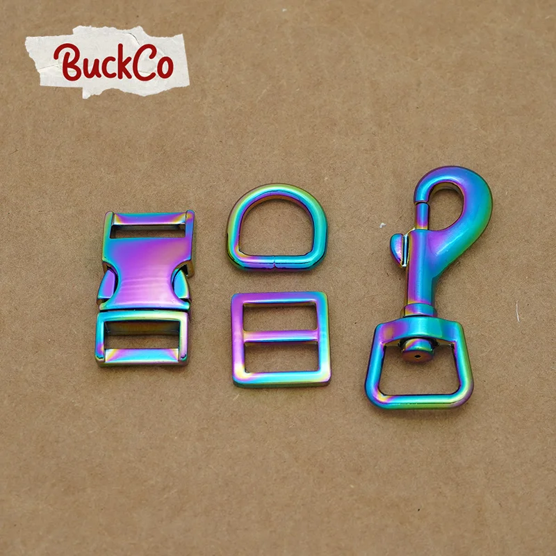 (metal buckle+Tri-Glid+D ring+metal dog clasp/set) retailing 15mm for DIY collar leash set harness accessories | Дом и сад