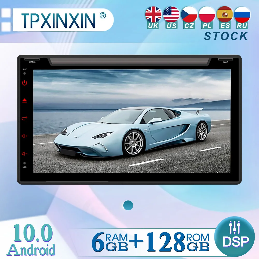 

6+128GB For Universal Android 10 Radio Player Car GPS Navigation Head Unit Car Radio with Screen WIFI DSP CARPLAY