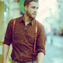 Британский стиль, 3 зажима, мужские подтяжки, винтажные, регулируемые, Воловья кожа, ковбойские, натуральная кожа, подтяжки, Бронзовый ремень, штаны, подтяжки