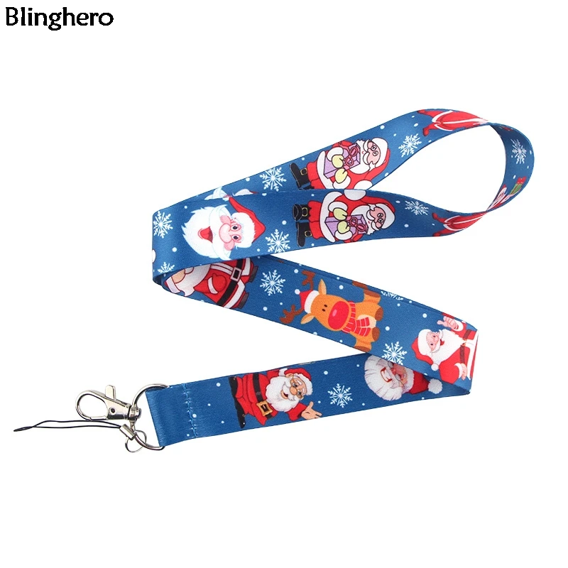 Blinghero 1 шт. Рождественский Санта Клаус ремешок для ключей мобильный телефон шейный ремешок брелок висячая веревка USB держатели для значков подарок BH0342 - Цвет: 2