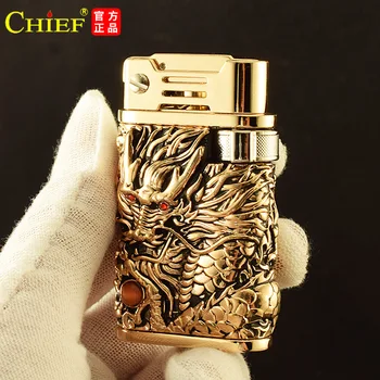 

Luxury 3D Dragon Carving Lighter Cap ejection ignition Kerosene Lighters Gasoline Lighters Windproof Men Smoking Lighter Gift