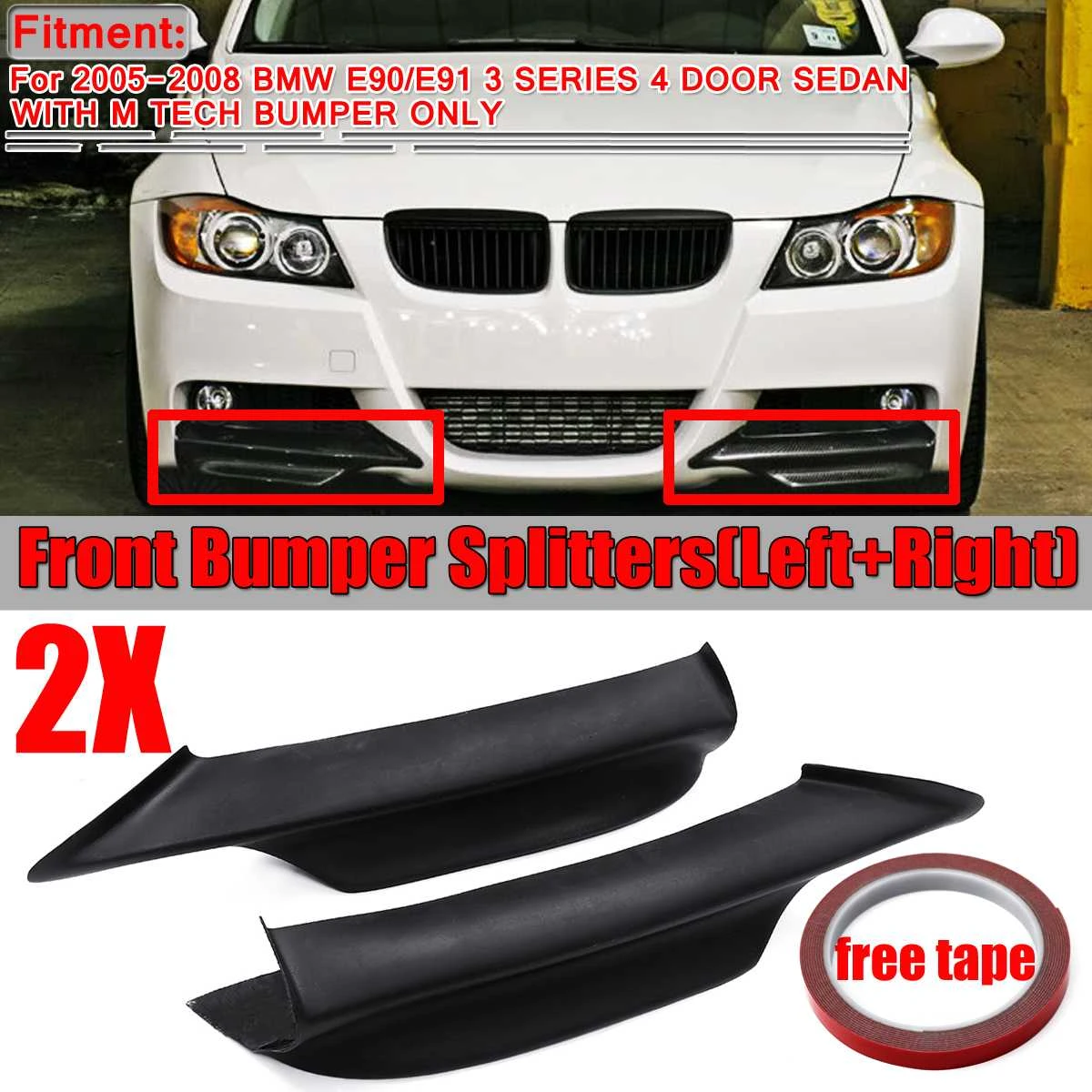 A Pair Car Front Bumper Lip Splitter For Bmw E90 E91 3 Series 4dr Sedan M Tech 05 06 07 08 Bumper Spoiler Diffuser Lip Bumpers Aliexpress
