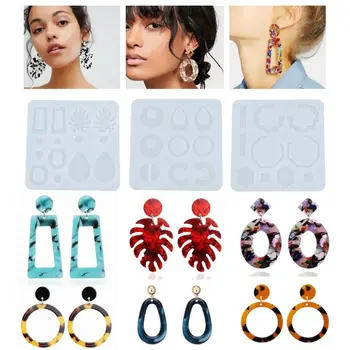 

3 Pcs Crystal Epoxy Resin Mold Earring Pendant Casting Silicone Mould DIY Making Tool