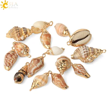 

CSJA Natural Shell Charms for Jewelry Making Assorted Conch Cowrie Seashell Accessories DIY Bracelet Pendant Necklace Craft G443