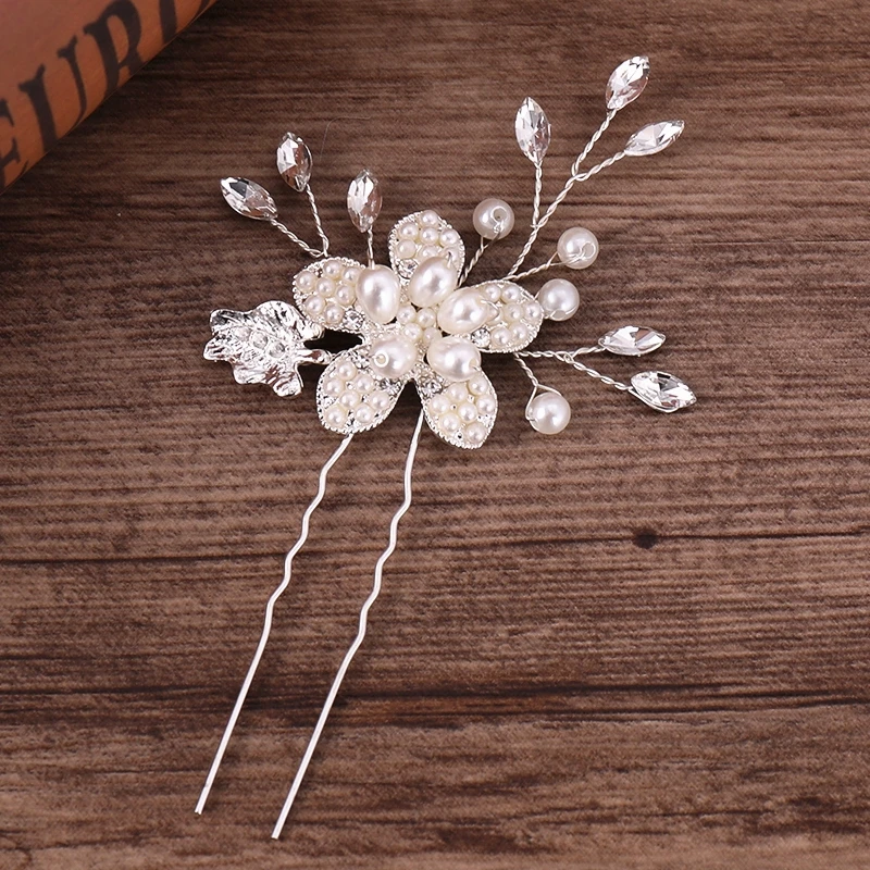 Bridal Hairpins Wedding Hair Accessories Tiara Pearl Rhinestone Flower Bridal Headpiece Wedding Hair Pins For Women Hair Jewelry Bridal Hairpins Wedding Hair Accessories Tiara Pearl Rhinestone Flower Bridal Headpiece Wedding Hair Pins For Women Hair Jewelry