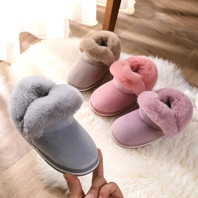 Chaussons bottes à fourrure Chaussures d hiver pour filles et gar ons bottes de neige en peluche chaudes paisses antid