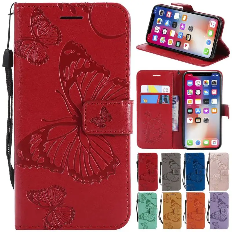 

New 3D Butterfly Case For Huawei P Smart Plus Z Nova 2i 3 3E 3i 4 4E Enjoy 7s 7 8 8E 9 Plus P8 Wallet Leather Cover Funda E06F