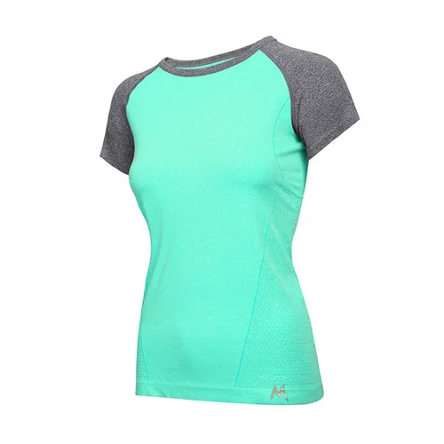 Быстросохнущая стрейчевый облегающий топ для йоги Для женщин Спортивная футболка спортивные майки Фитнес Рубашка Йога футболки женские спортивная верхняя одежда - Цвет: Зеленый
