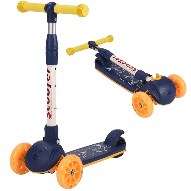 LazyChild Scooter Children 1-2-6-8 Years Old Baby Step Car Foldable Flash Roller Skating Block With Music 2021 Dropshipping 1